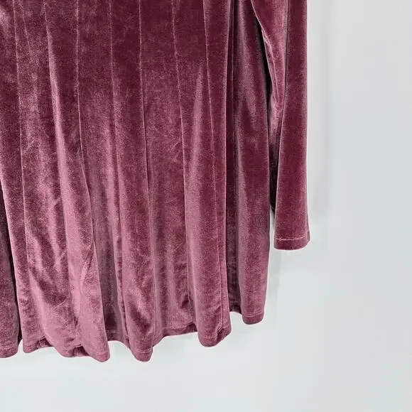 Soft Surroundings Shirt Womens XL Purple Velour Tunic Scoop Neck Long Sleeve Top - Picture 3 of 7